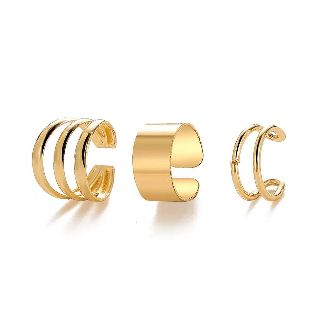 LATS Gold Color Leaves Ear Cuffs, Black Non-Piercing Ear Clip Earrings for Women & Men Lootquake LLC
