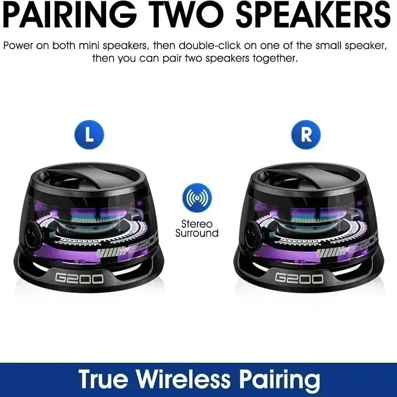 Wireless Bluetooth Speaker with RGB Lights, Stereo Sound & Phone Stand - Portable Mini Travel Speaker for iPhone & Android Lootquake LLC