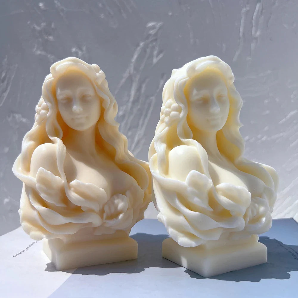 Beautiful Lady Statue Candle Mold Goddess Female Bust Silicone Molds Greek Art Woman Sculpture Soy Wax Tool Lootquake LLC
