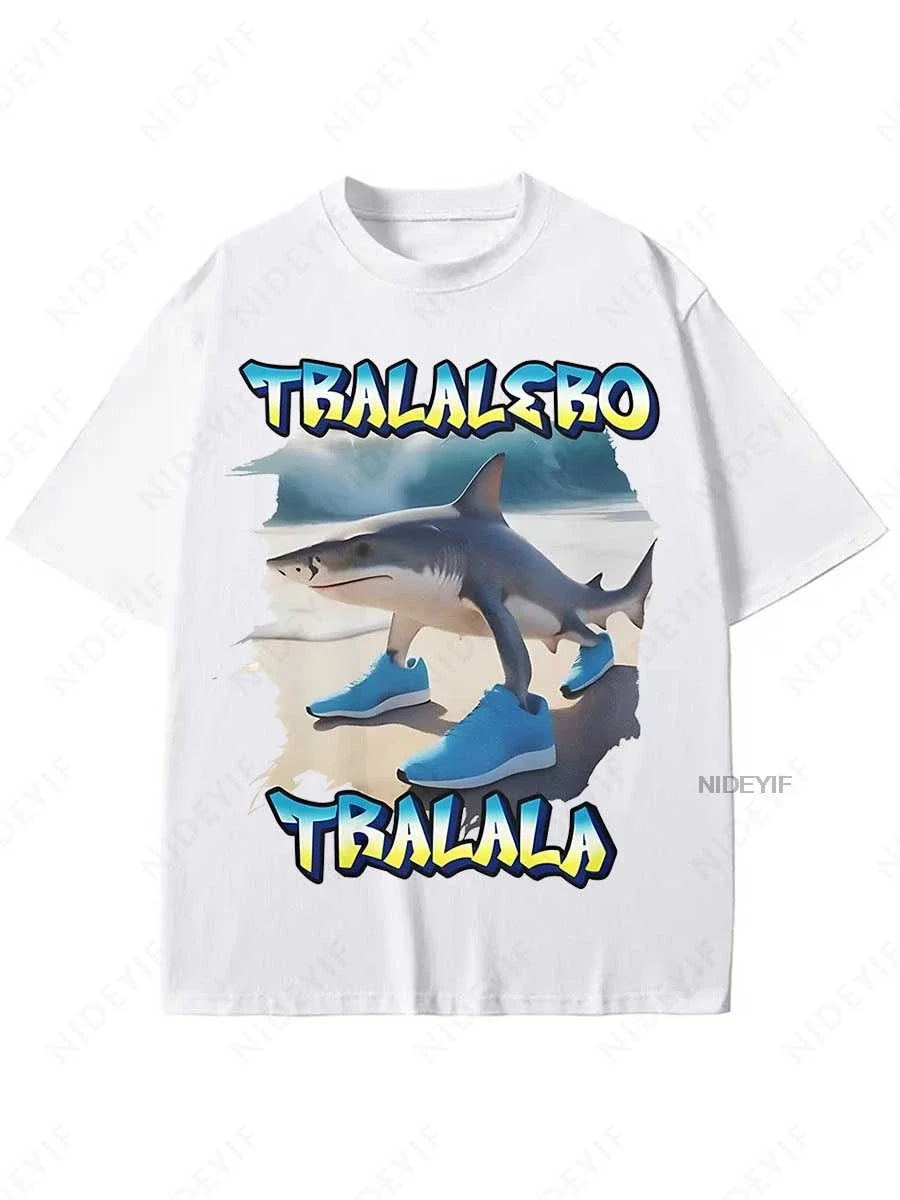Tralalero Tralala Funny Shark Meme T-shirt Gifts Women's Fashion Gothic Vintage T-shirts Casual T Shirt Pi-Mart