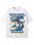 Tralalero Tralala Funny Shark Meme T-shirt Gifts Women's Fashion Gothic Vintage T-shirts Casual T Shirt Pi-Mart