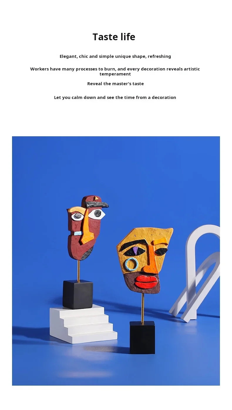 Sculptures Abstract Statue Ornaments Home Decor Modern Figurines For Interior Face Art Nordic Living Room Desktop Crafts Gift