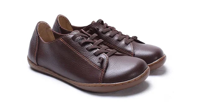 MVVJKE Women Shoes Flat 100% Authentic Leather Plain toe Lace up Ladies Shoes Flats Woman Moccasins Female Footwear Lootquake LLC