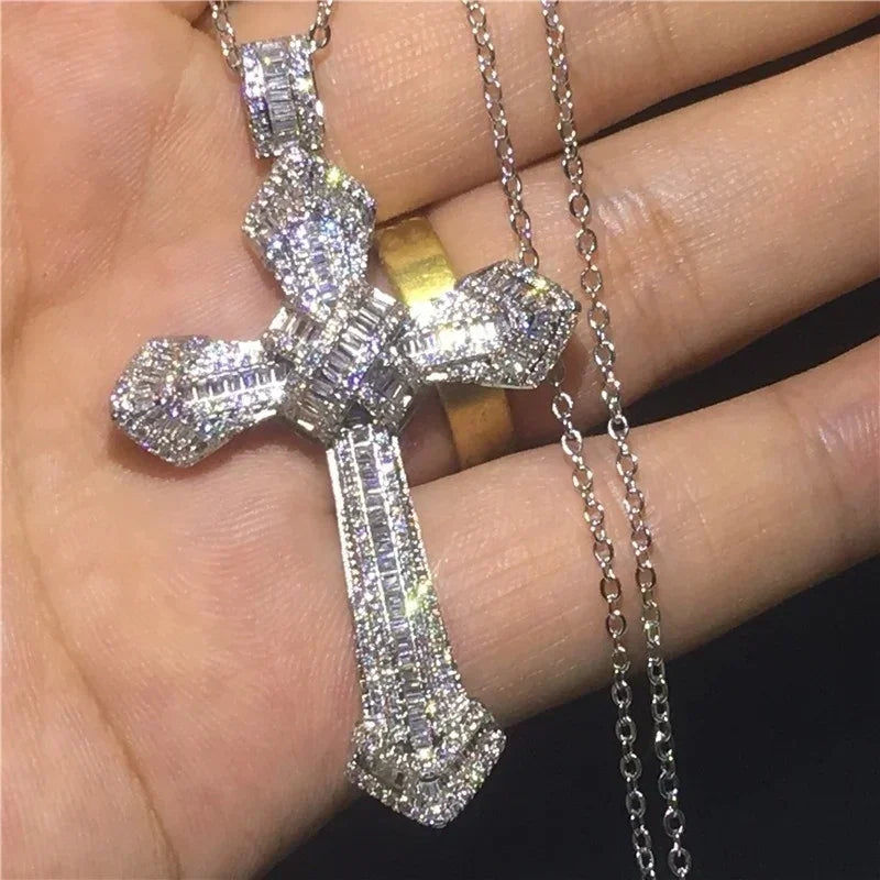 Exquisite Shining Crystal Cross Necklace Pendant Lucky Charming Fashion Jewelry Gift Unisex Lootquake LLC