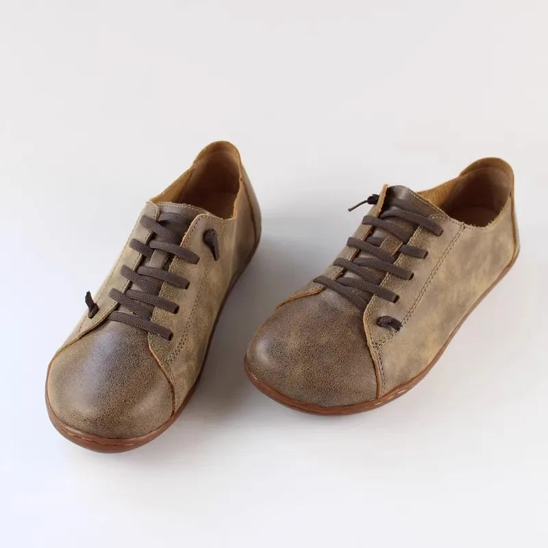 MVVJKE Women Shoes Flat 100% Authentic Leather Plain toe Lace up Ladies Shoes Flats Woman Moccasins Female Footwear Lootquake LLC