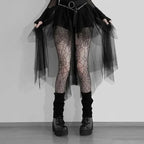 Casual Skirts Punk Sexy Net Yarn High-Waisted Irregular Skirt for Women Summer New European and American Gothic Style Versatile