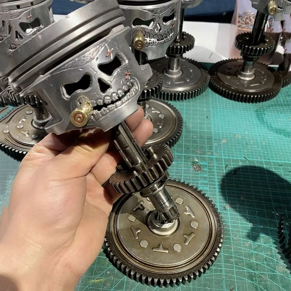 Carving Piston Skull Face Realistic Sculpture Skull Man Head Statue Garden Office Home Decor Halloween Party Skeleton Figurine
