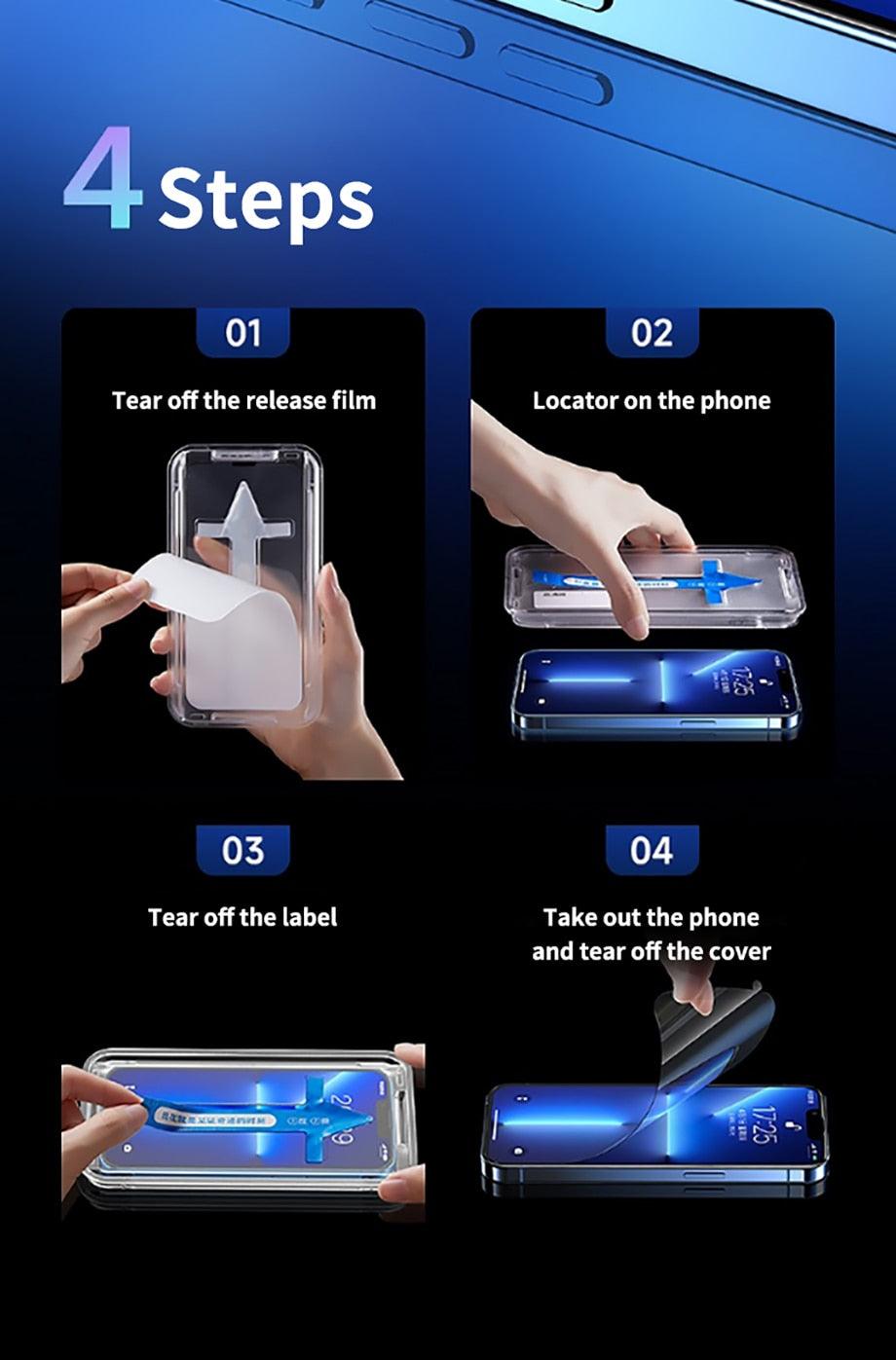 8K HD Anti Peeping Luxury Fast Install Full Cover Glass Screen Protector For iPhone 14 13 12 11 PRO MAX MINI X XS 9H Hardness Tempered Glass Scratchproof Shatterproof Bubble Free Screen Protector For iPhone Stevvex