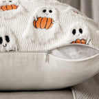 Halloween Decor for Bedroom Bed Living Room Sofa Cushion Cover White45X45CMCute Ghost Pumpkin Plush Faux Fur Pillow Covers Soft Lootquake LLC