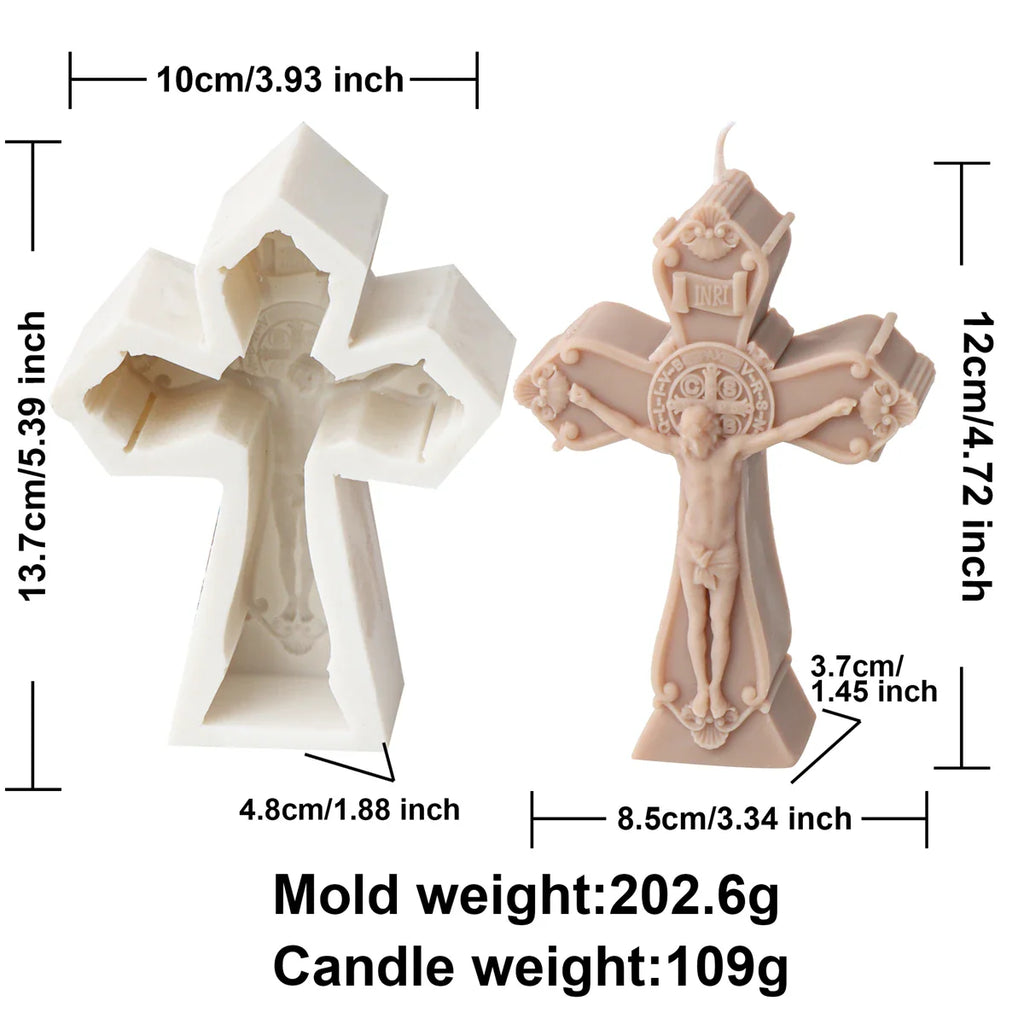 3D Jesus Cross Sculpture Candle Silicone Mold Resin Casting for Aroma Beads Soap DIY Handmade Decoration Gift Craft Lootquake LLC