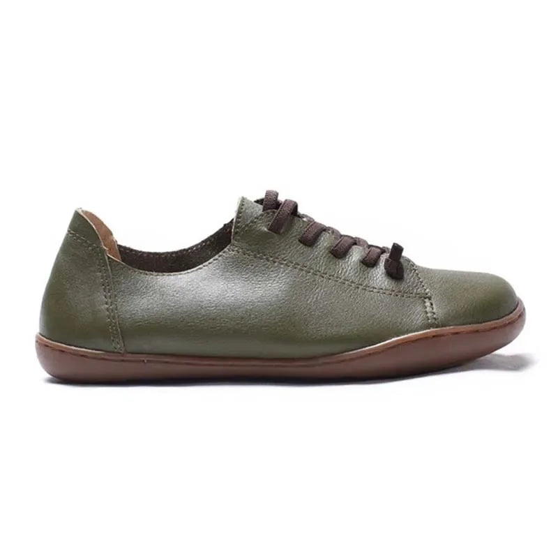MVVJKE Women Shoes Flat 100% Authentic Leather Plain toe Lace up Ladies Shoes Flats Woman Moccasins Female Footwear Lootquake LLC