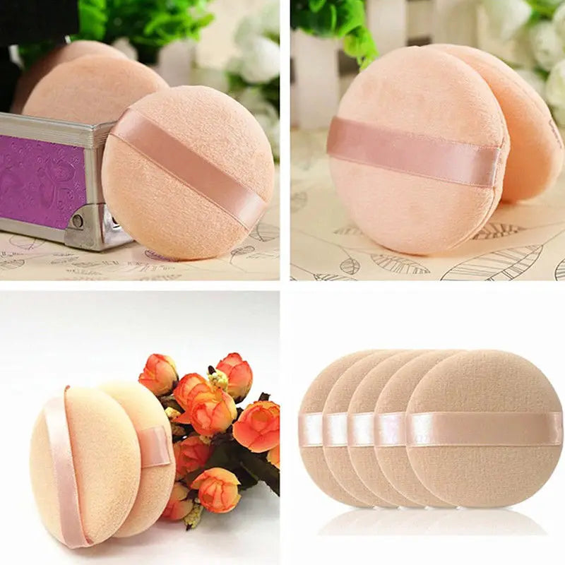 5pcs Round Facial Powder Foundation Puff ,Portable Soft Cosmetic Puff For Makeup Application, Beauty Tool Essential Make Up Lootquake LLC