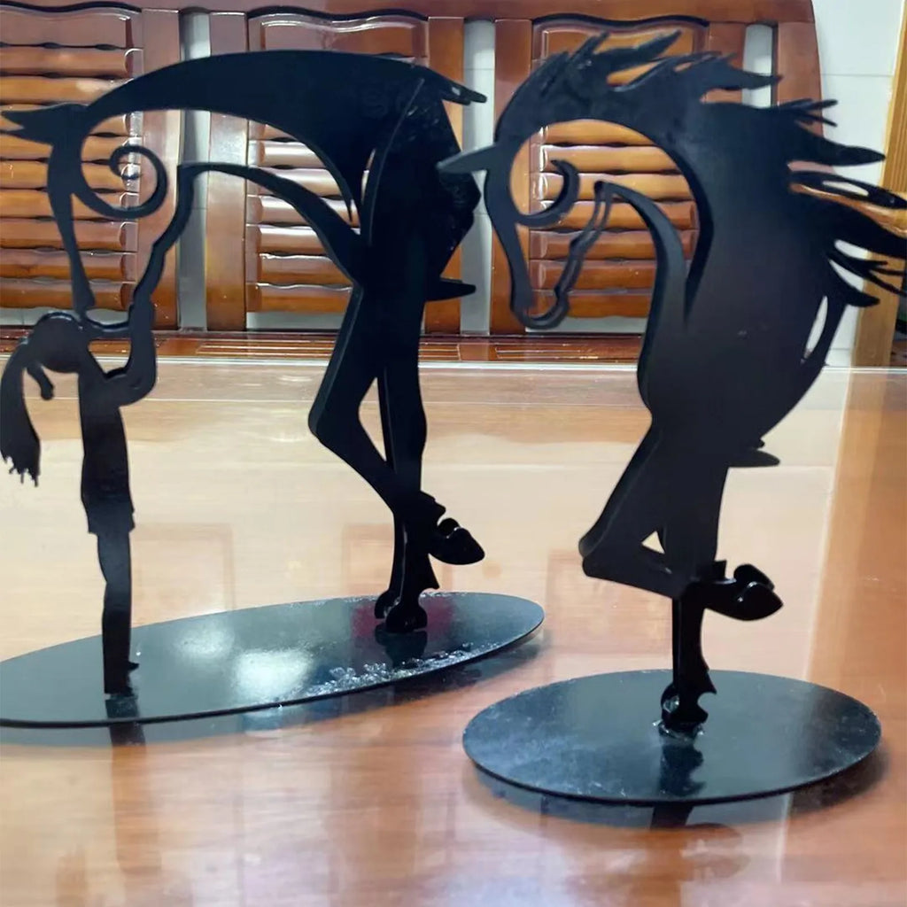 Kiss-Horse Sculpture Modern Statue Rustic Metal Art Men Gift Horse Decor Simple And Classic Design Ornaments Lootquake LLC