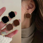 Classic Simple Geometry Square Black Enamel Stud Earrings for Women Charm Party Jewelry Stainless Steel Designer Ear Accessories Lootquake LLC