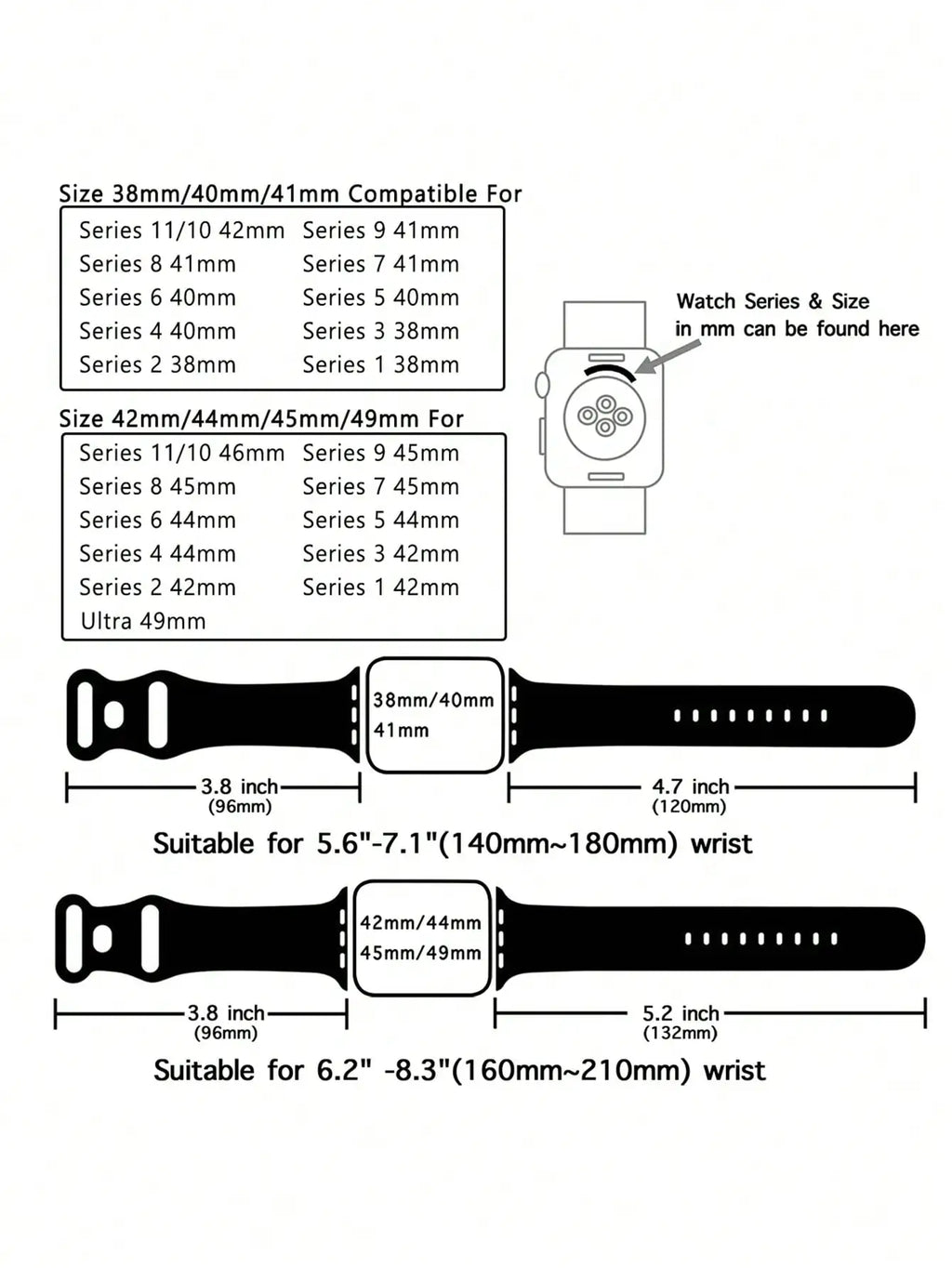 Soft Silicone Waterproof Sports Watch Band Compatible With 38mm, 40mm, 41mm, 42mm, 44mm, 45mm, 49mm Watches, Suitable For Series 11, 10, 9, Ultra, 8, 7, 6, 5, 4, 3, 2, 1, SE, Available For Both Men And Women
