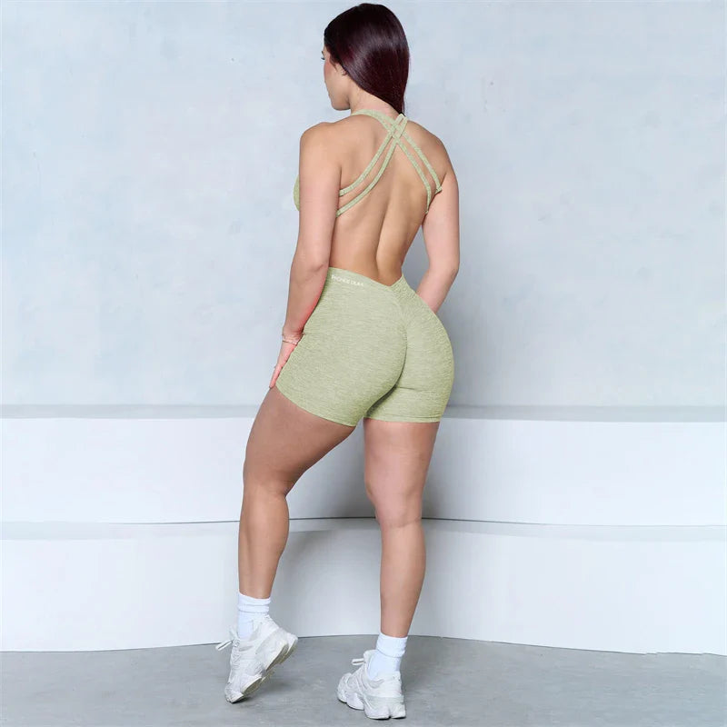 V-Back Scrunch Romper One Piece