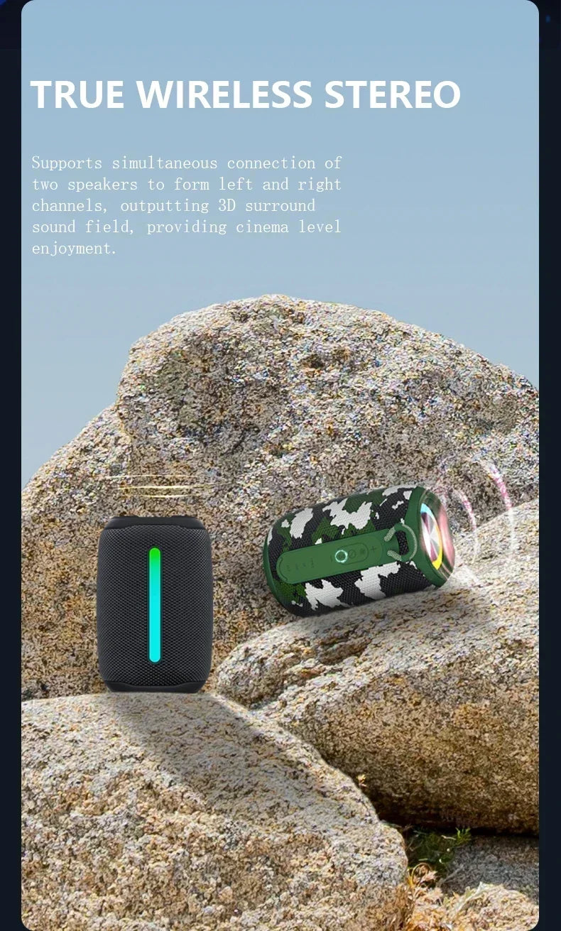 Super Powerful Wireless 5.3 Bluetooth Speaker RGB Light Caixa De Som Enhanced Bass IPX6 Waterproof Subwoofer 3D Stereo Sound Box Lootquake LLC