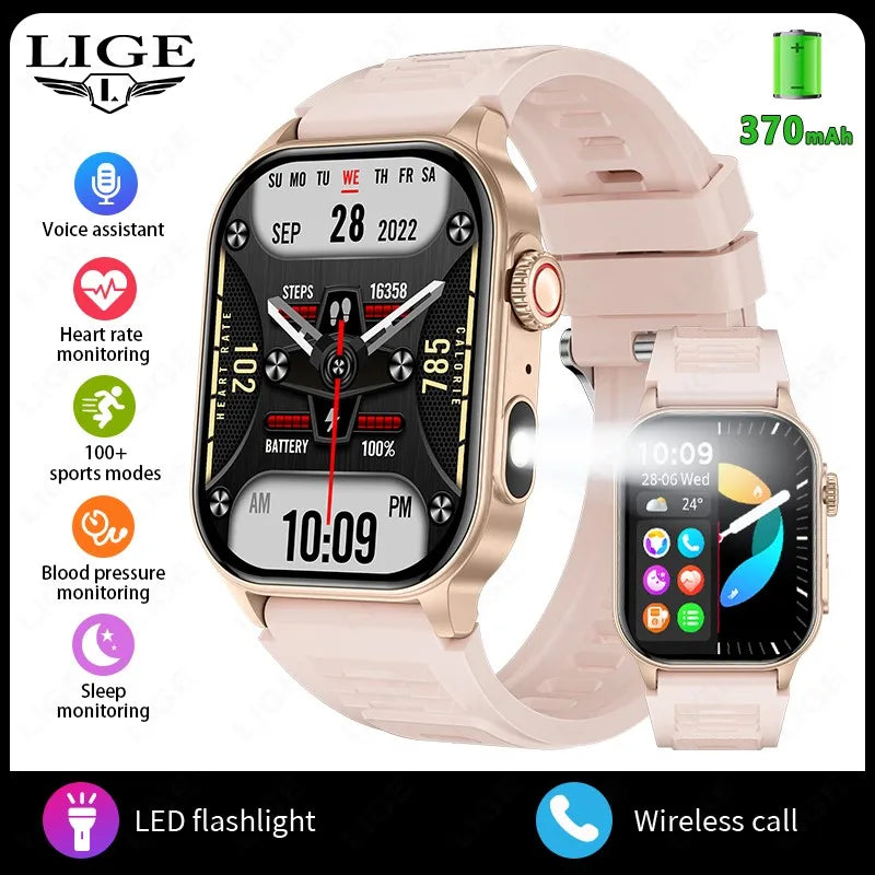 LIGE FlashSmart: 2 HD, AI, Sports & Health Tracker THRIXINE
