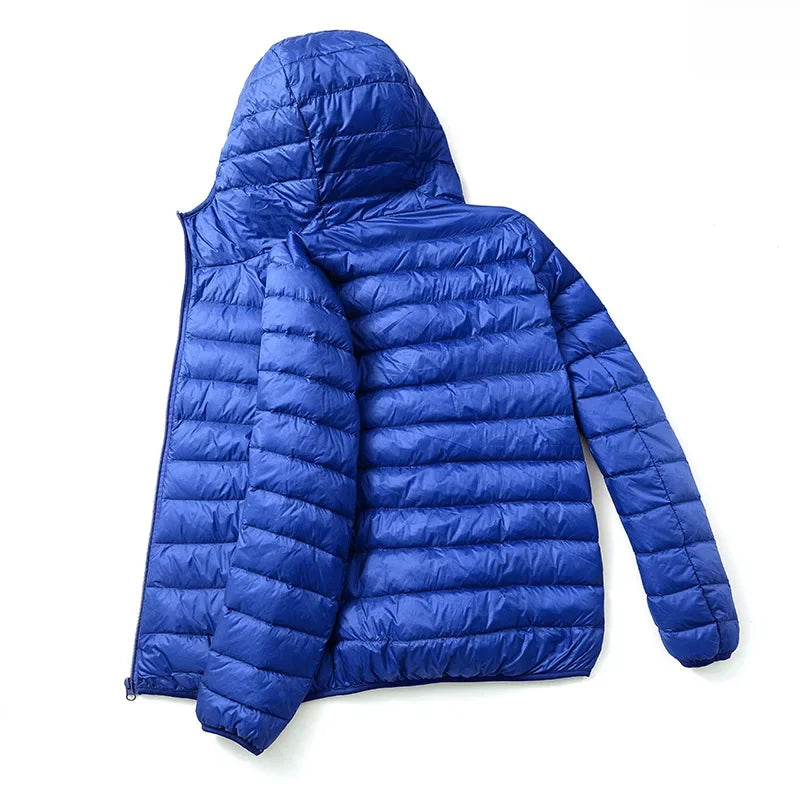 Lightweight Down Cotton Coat Men's Winter Cropped Jacket Stand Collar Hooded Outerwear