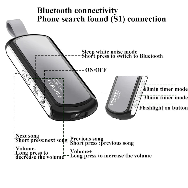 Wireless Bone Conduction Speaker Bluetooth 5.2 Under Pillow Noise Reduction Speaker Stereo Music Player with Flashlight Sleep Lootquake LLC