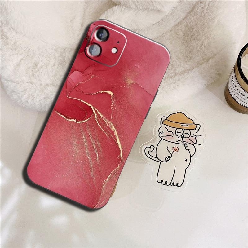 Luxury Marble Texture Phone Case For iPhone X XR XS 7 8 6S 6 5 Plus Silicone Anti Fall Back Cover Ultra Thin Soft Silicone Protective Shockproof and Scratch Resistant with Cute Design Pattern Case Stevvex