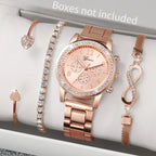 4PCS Fashion Women Watch Luxury Rhinestone Steel Band Ladies Quartz Watch Bracelet Set Relogio Feminino（Without Box）