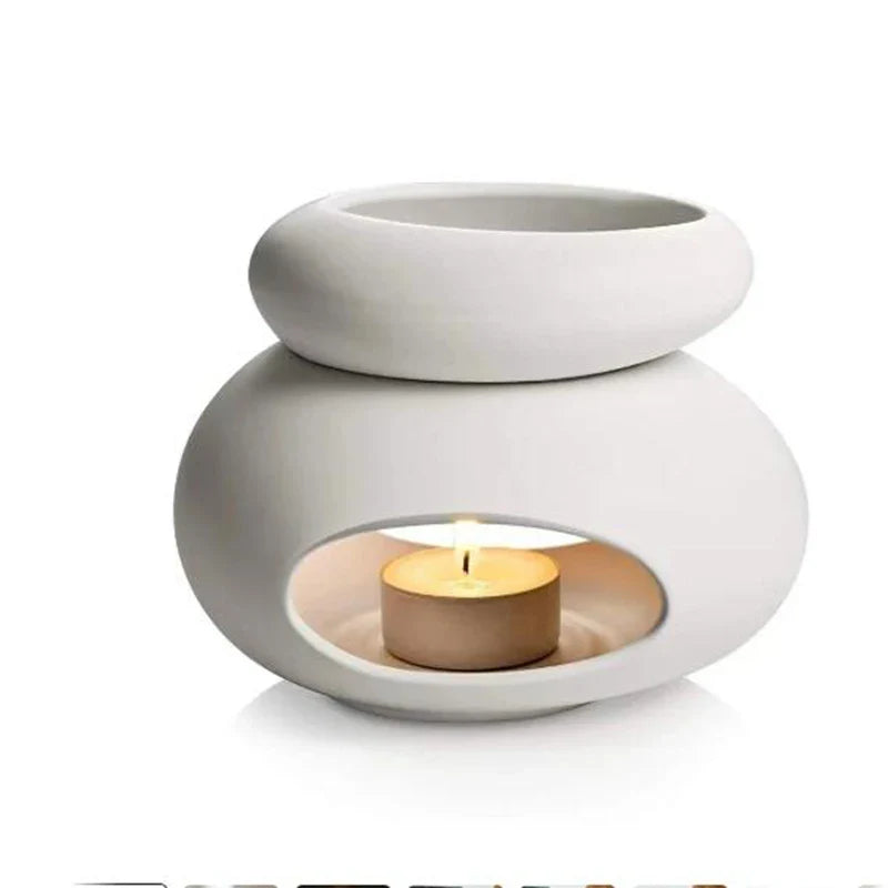 3 in 1 Candle heating holder Ceramics Essential Oil incense Burner Big Capacity Aromatherapy Oil Lamp Candlestick Home Fragrance Lootquake LLC