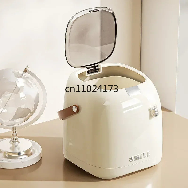 Beishan 2L Luxury Desktop Trash Can Small Waste Bin with Handle,Elegant Office/Bedroom/Living Room Garbage Bin Compact & Stylish Lootquake LLC