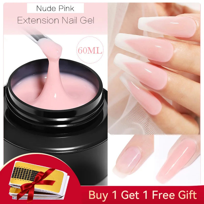 BORN PRETTY 60/30ml Hard Jelly Extension Nail Gel Polish French Nails Nude Pink White Clear Nail Supplies Gel for extension Lootquake LLC