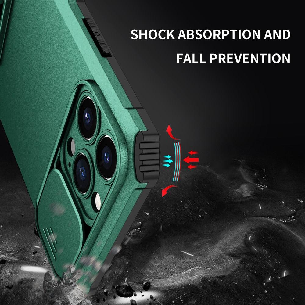Unique Cover with Camera Protection Heavy Duty Shockproof Protective iPhone 13 Pro Case ShockProof Case For iPhone 13 12 11 Pro Slide Camera Protection Case Dual Layer Armor Case Back Cover Stevvex