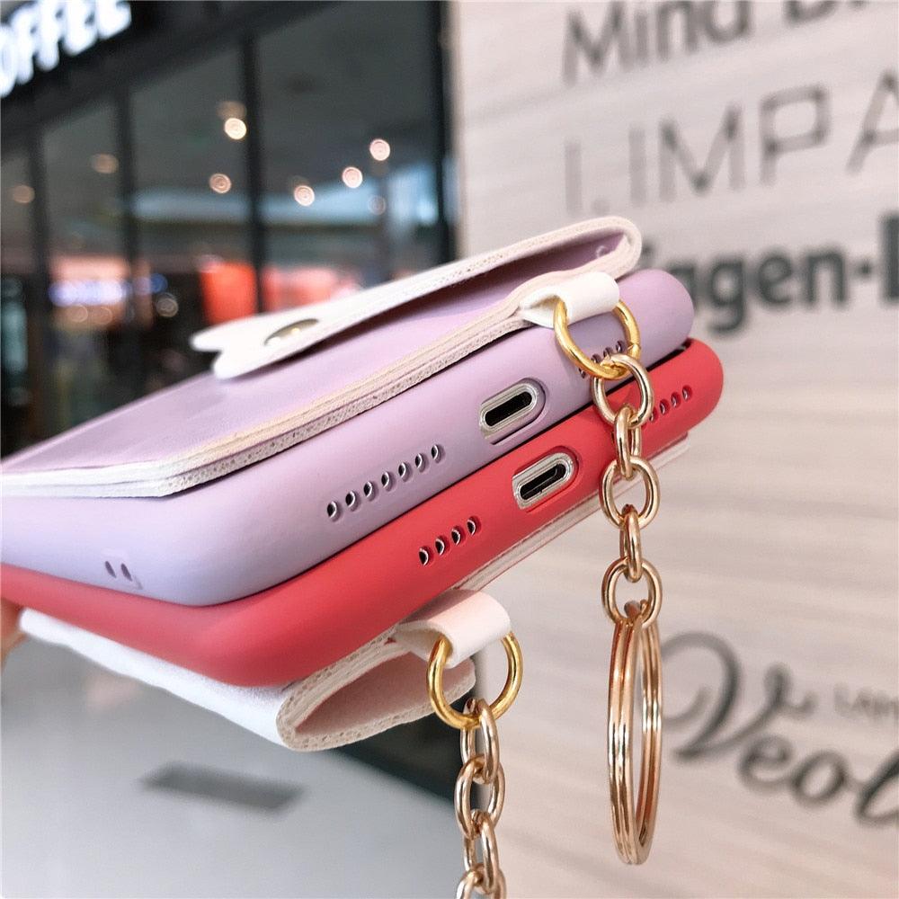 Luxury Wallet Phone Case For iPhone 13 Pro Max 11 12 Pro Max X XR XS 7 8 Plus 13 Mini Soft Silicone Handbag Card  Phone Case Wallet Compatible iPhone Bag Cover Stevvex
