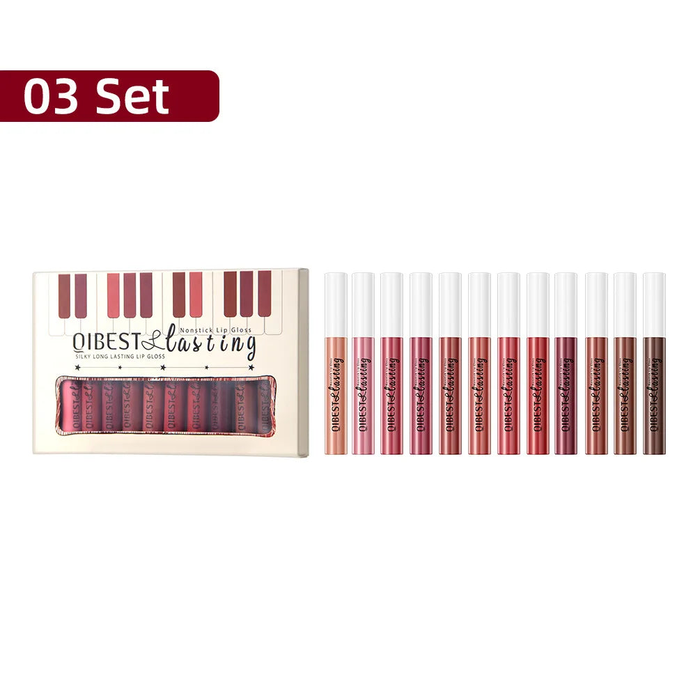 Luxury Matte Lip Gloss Set 12 Waterproof Shades Non Sticky Long Lasting Lipstick Kit For Daily Party Makeup Lootquake LLC