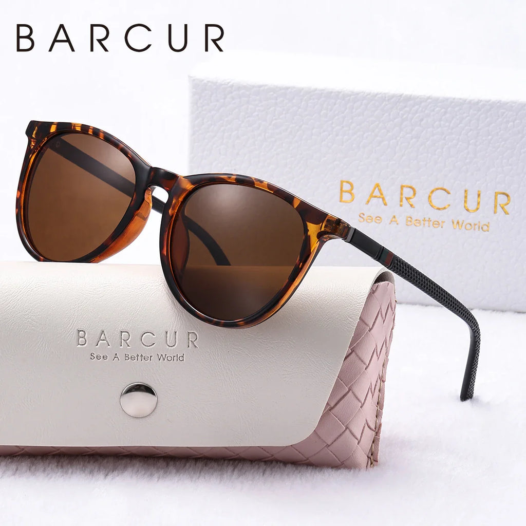 BARCUR Pink Fashion Round Sunglasses for Women – Polarized Comfortable UV400 Mirror Lense Lightweight PC Frame for Summer Travel Vacation & Holiday – Trendy Girls’ Gift Idea with Sweet Style