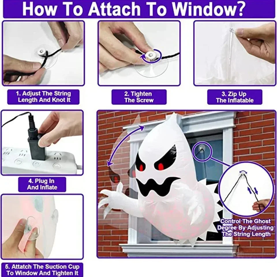 Spooky Halloween Inflatable White Ghost Outdoor Decoration Light Up Scary Decor for Garden Party Indoor Yard unique Party Lootquake LLC