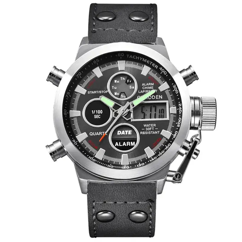 1pc / lot Men Genuine XINEW Brand Designer Watches Students Fashion Leather Band Alarm Stopwatch Electronic Watch Montre Homme