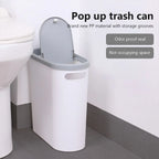 Bathroom Trash Can Large Capacity Household Creative Gap Bin Press Type Garbage Can with Lid Plastic Basket Kitchen Garbage Bin Lootquake LLC