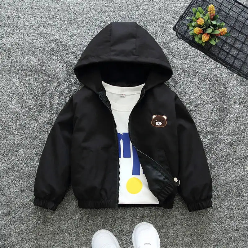 Cartoon Girls Jackets Cute Little Fox Kids Windbreaker Hooded Baby Coat Spring Autumn Children Outwear Toddler Girl Clothes