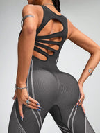 Chic Color-Block Women's Yoga Jumpsuit THRIXINE