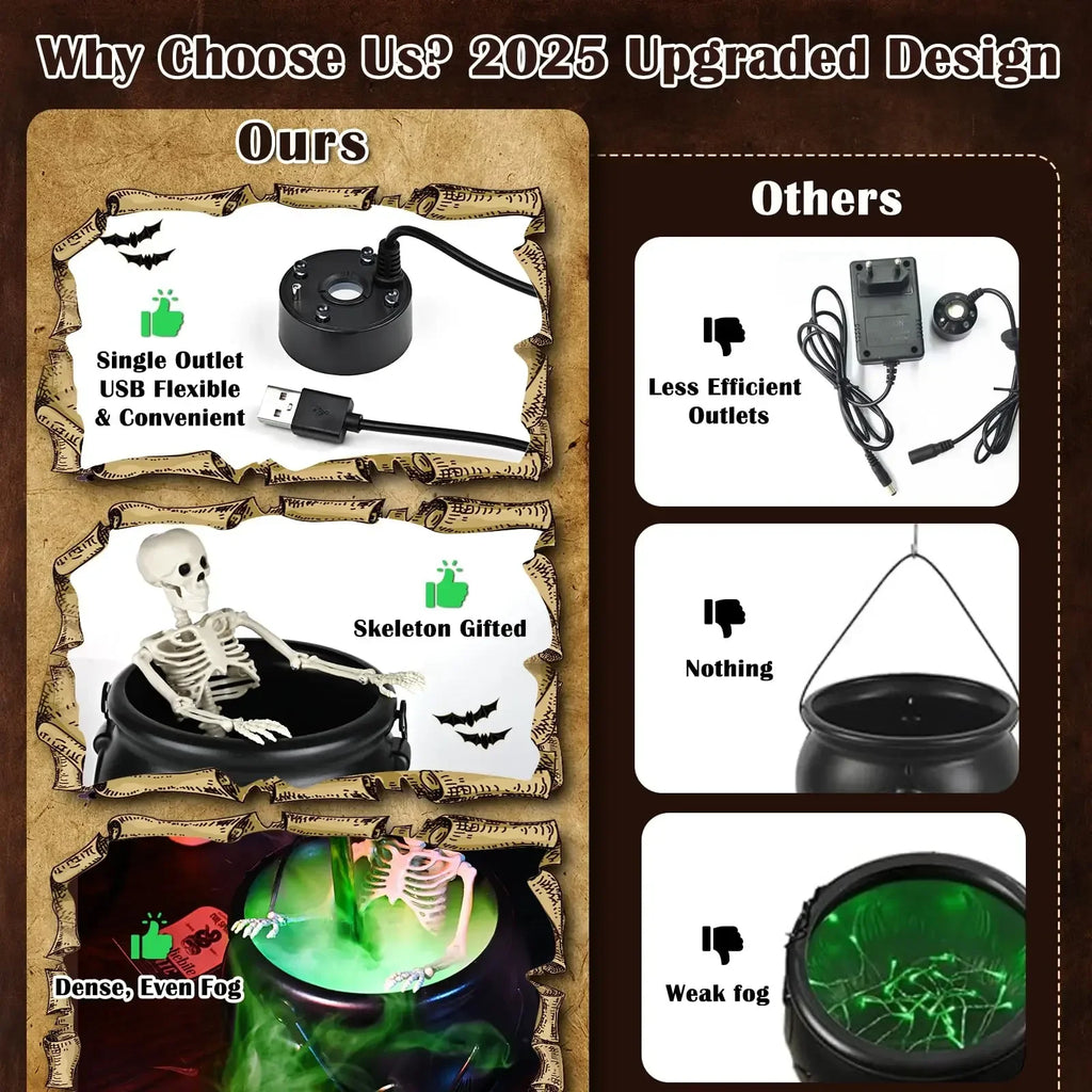 Witch Cauldron with Mist & LED