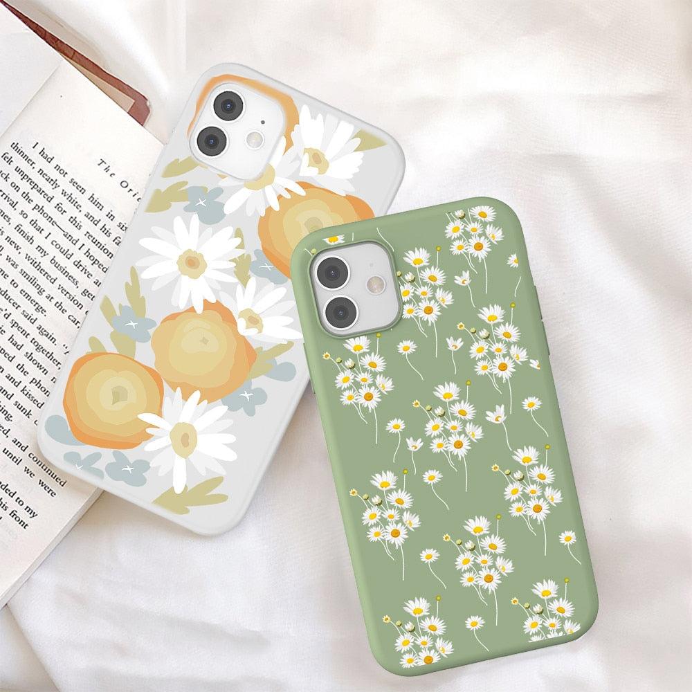Fashion Flower Phone Case For Iphone 7 8 Plus  Iphone Xr X Xs Silicone Ultra Thin Shockproof Mobile Phone Case With Fashion Pattern Cover Stylish Beautiful Flower Pattern Colored iphone Case Stevvex
