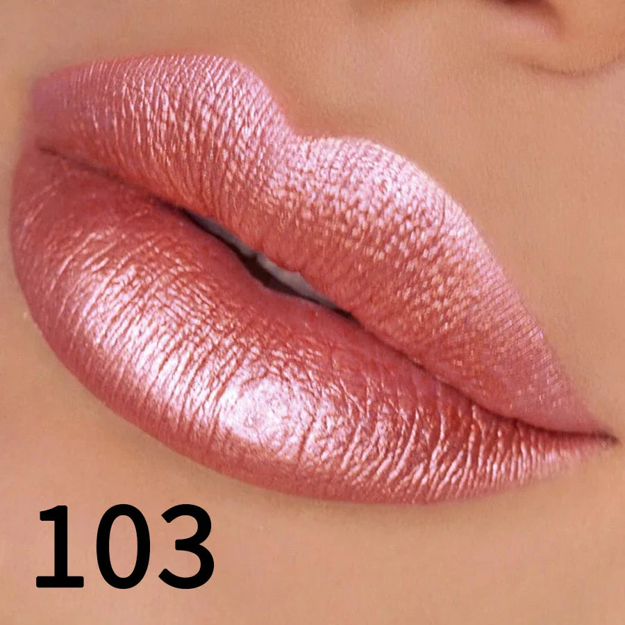 19 colors glitter lipstick hydrating red pink sparkling shine lip color highly pigmented lip tints metallic finish lip makeup Lootquake LLC