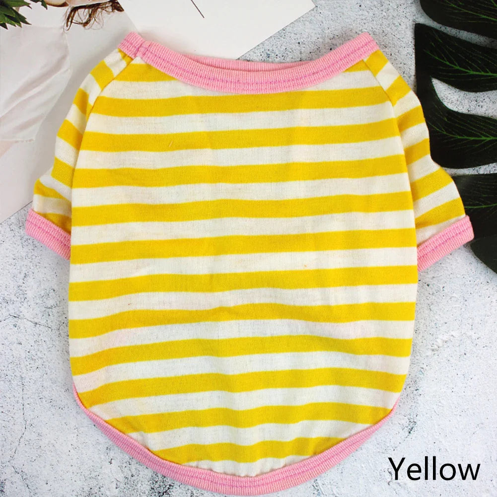 Stripe Spring Dog T-shirt Soft Small Medium Dog Puppy Clothing Shirt Vest Printed Pet Dog Puppy Vest T-shirt Dog Cloth Pi-Mart