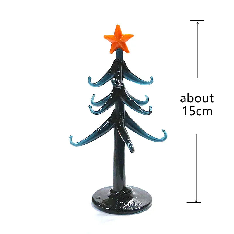 Halloween Decor Cute Glass Tree Figurine Ornaments with Mini Owl Spider Bat Pumpkin Cross Ghost Evil Eye Heart Moon Hat Pendant Lootquake LLC