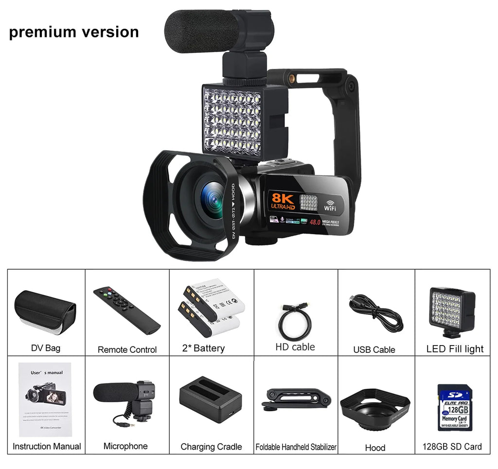 YouTube Camcorder 8K Ultra HD camera Camcorders 48MP Streaming Camera 3.0"Touch Screen Digital Video Camera Lootquake LLC