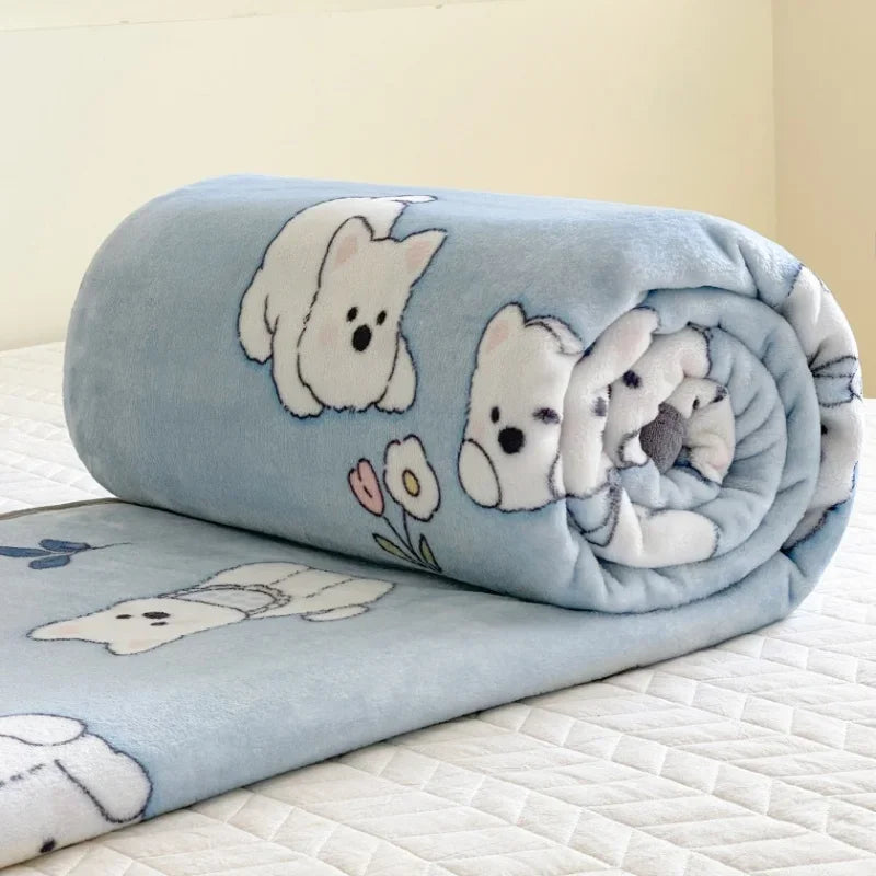 Warm Plush Blanket Comfortable 2024 New Winter Blanket Cartoon Four Season Flannel Soft Bed Cover Office Napping Blanket Lootquake LLC