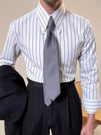 Vintage Striped Printed Slim Shirts Mens Casual Long Sleeve Lapel Buttoned Shirt 2025 Spring Fall Mens Shirt Naple Style Clothes Lootquake LLC