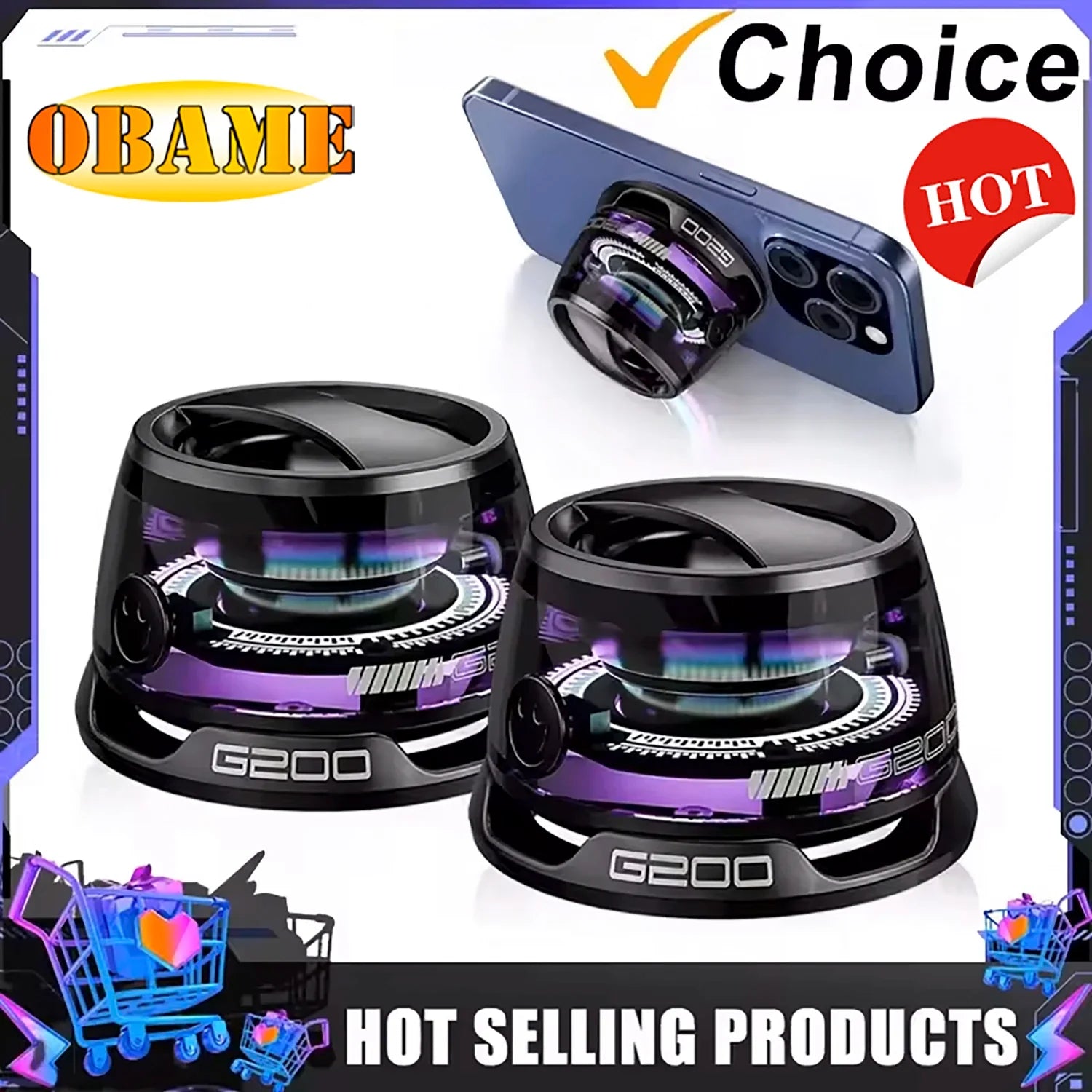 2025 New Portable Mini Bluetooth Speaker G200 RGB Lighting Magnetic Speaker BT5.3 Mini Sound Box 7 Hours Playback Phone Holder Lootquake LLC