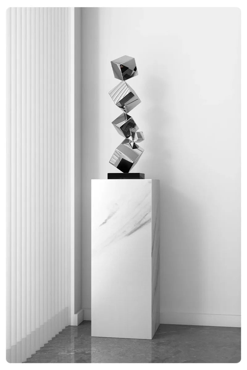 Stainless Steel Geometric Modeling Statues Modern Simple Luxury Living Room Entrance Hall Lobby Creative Sculptures Home Decor Lootquake LLC