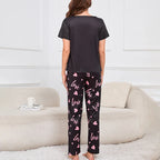 Women's Sleepwear Cozy Heart Print Relaxed Fit Pajama Set Short Sleeve Tee Top & Pants Nightwear 2 Piece Pyjama for All Seasons Lootquake LLC