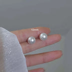 Korean Elegant White Glossy Pearl Stud Earrings For Women Exquisite Simple Imitation Pearl Round Earring Wedding Party Jewelry
